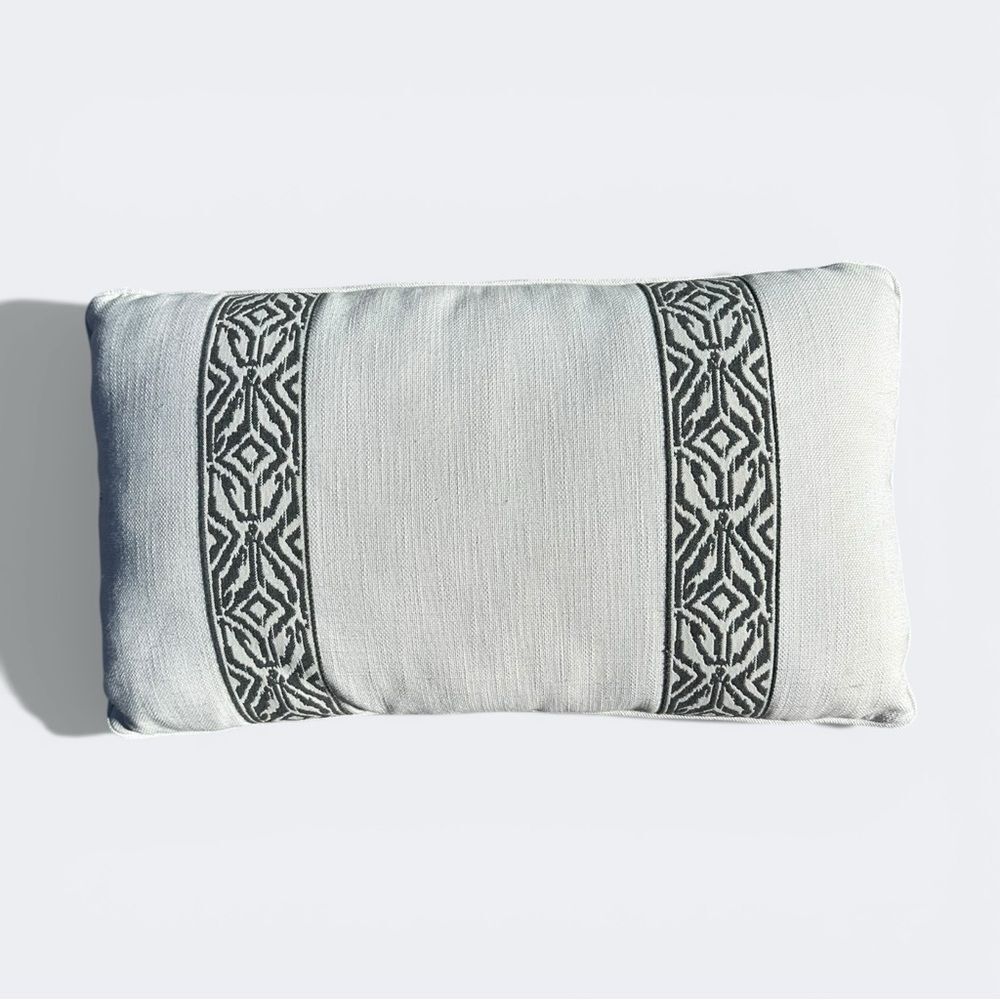 Perennials White Modern Artisan Lumbar Pillow 25”x14” Stripe Neutral Clean
